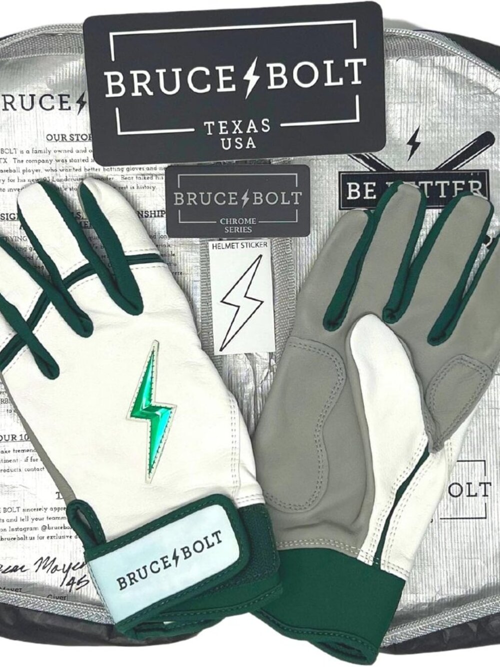 NWT Bruce Bolt Chrome Series Short Cuff Batting Gloves - Youth XL